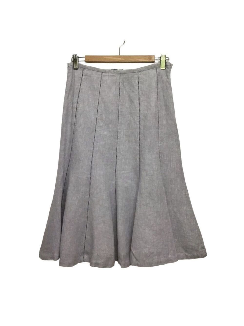 100% Linen Dalia Collection tulip skirt size 4 grey midi